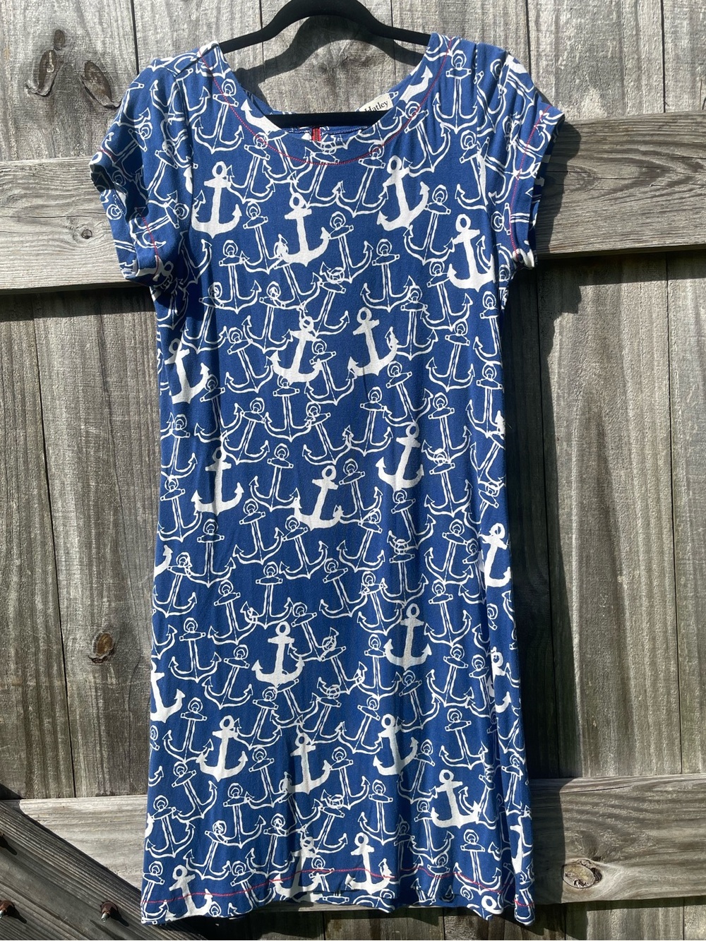 Hatley Navy Blue and White Anchor Print' Dress Sz M